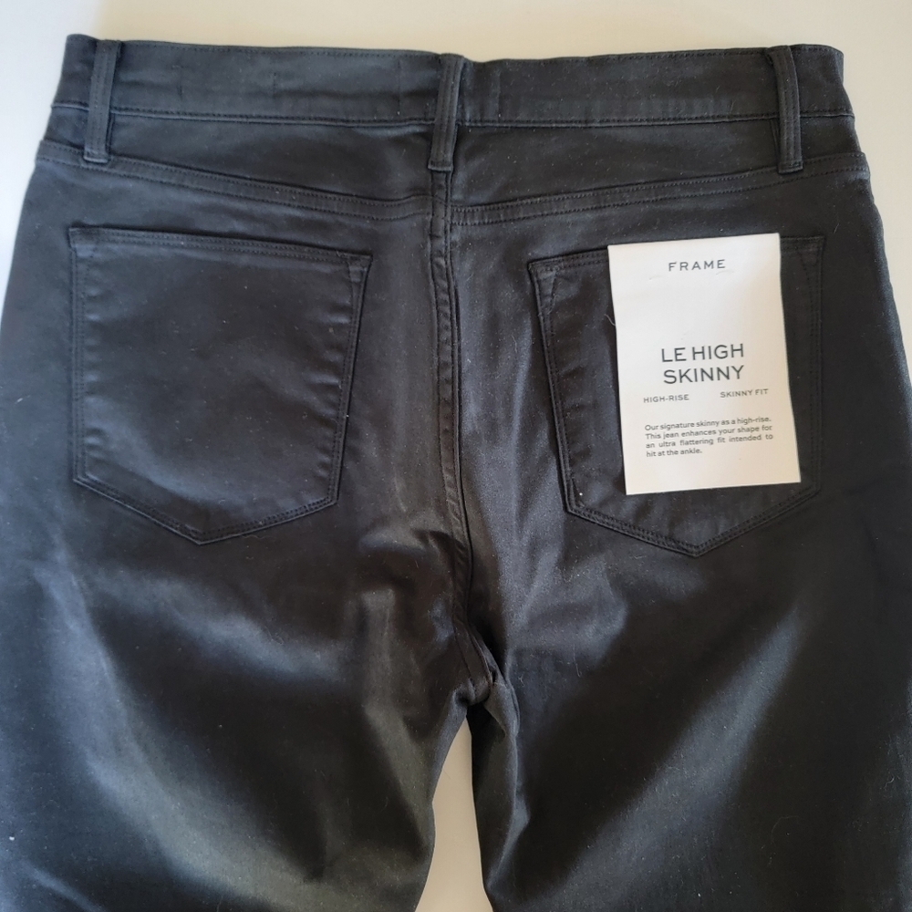 FRAME Le High Skinny Coated Noir Coated Jeans NWT 31 - Picture 14 of 14